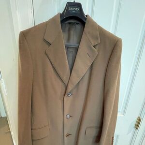 Lanvin Paris 100% Cashmere Overcoat – Men’s Size L, Camel Brown